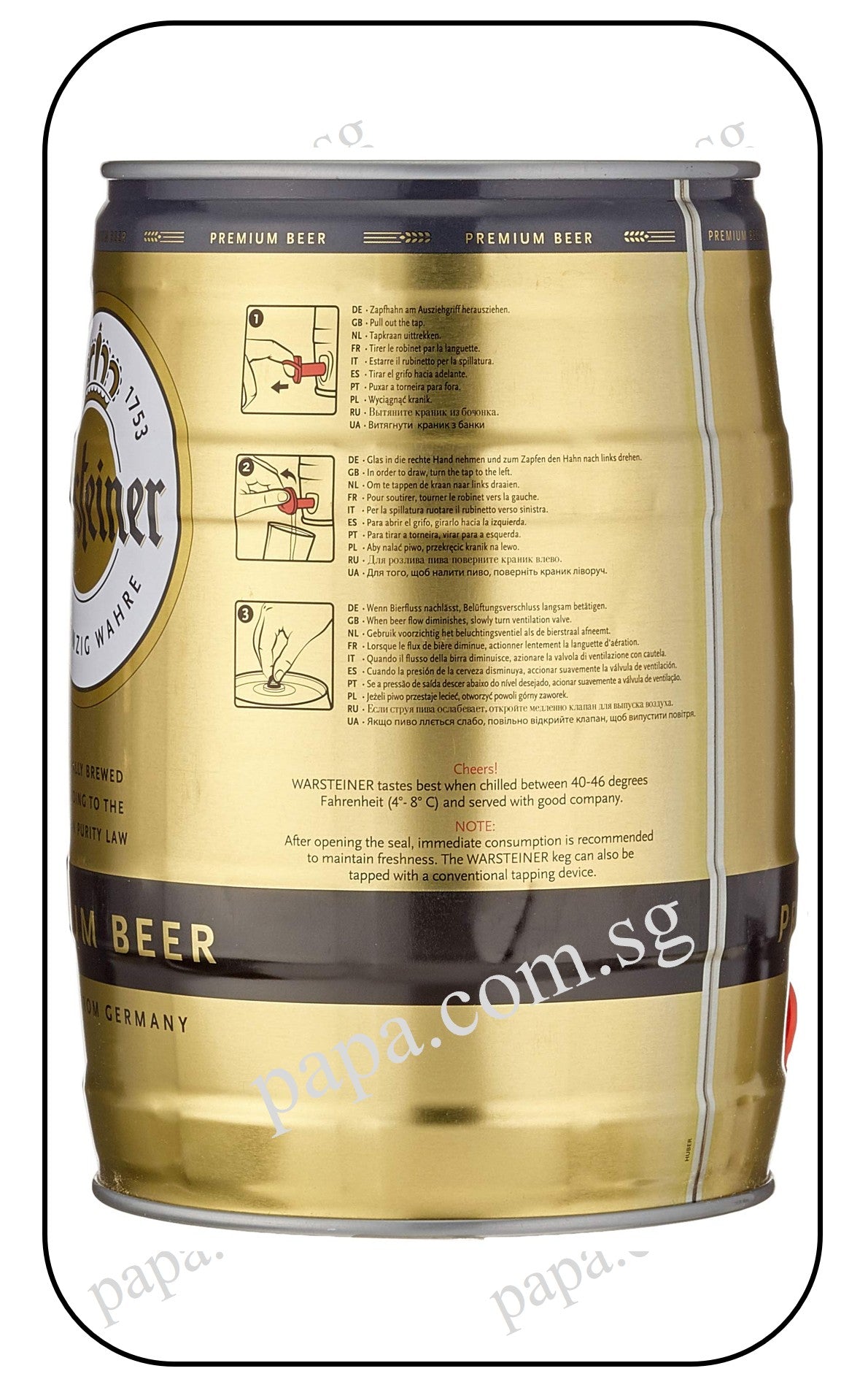 Warsteiner German Pilsener - Fresh Draft 5 Liter - PARTY KEG DEAL - (CHILLED)