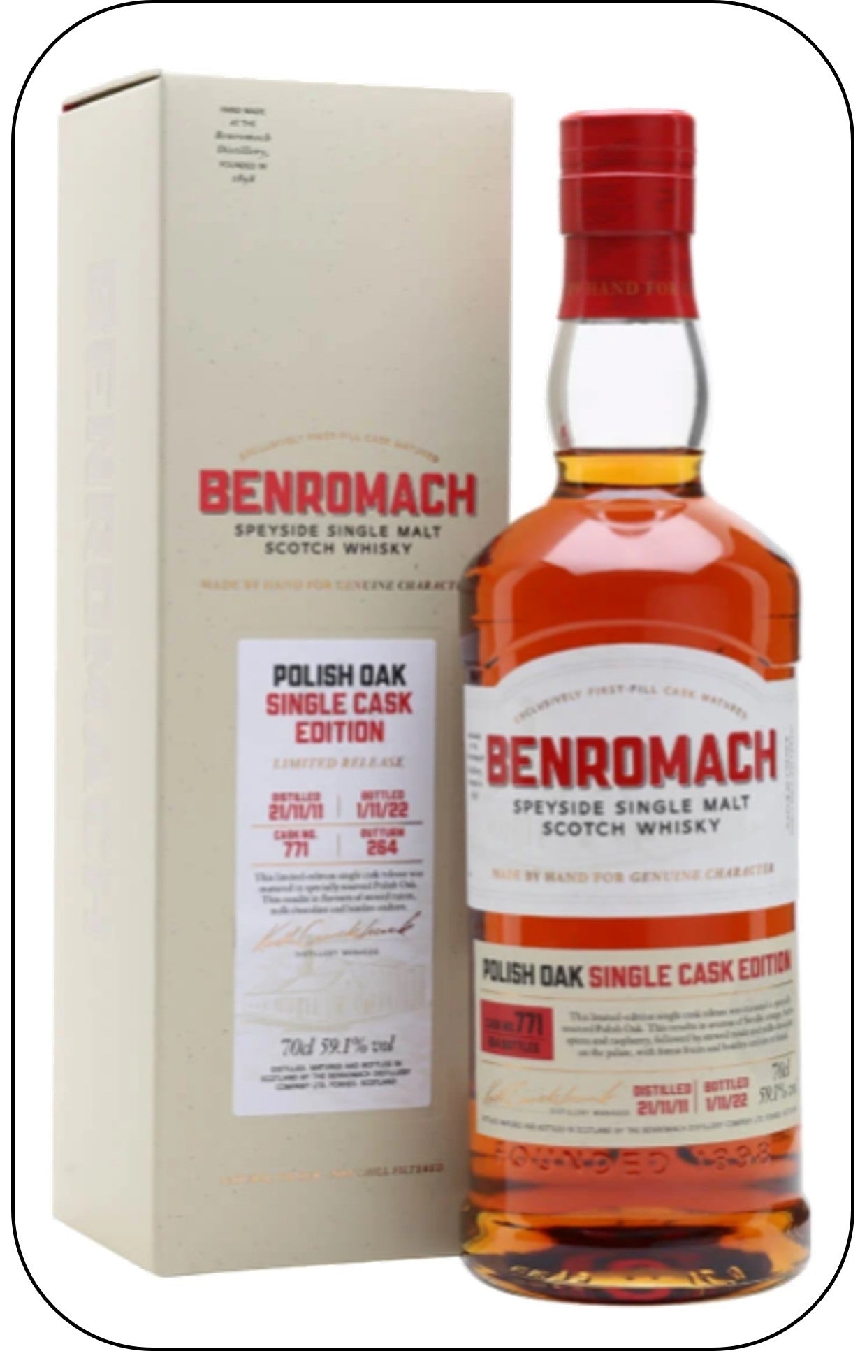 Benromach 10 Years Single Malt - Exclusively 1st Fill Cask Matured - CASK STRENGTH - 2021 Limited Release 60.1% abv